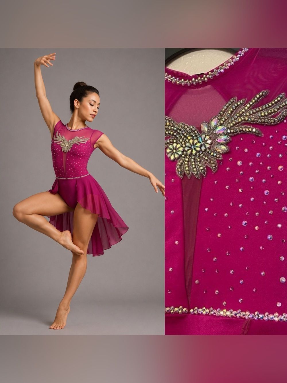 The Lineup dance costume lyrical hot pink custom SAGE SKIRTED LEOTARD SA 14